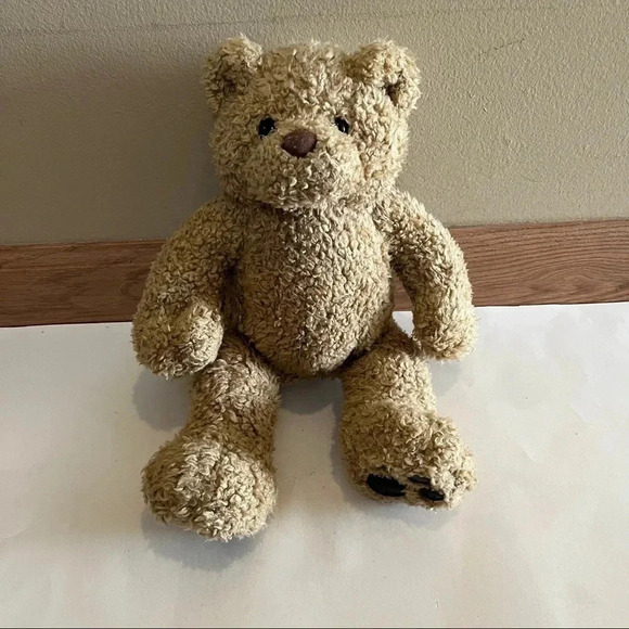 Build A Bear Workshop 15" Curly Tan Teddy Bear Black Leather Paws Retired 1997 - Picture 1 of 9